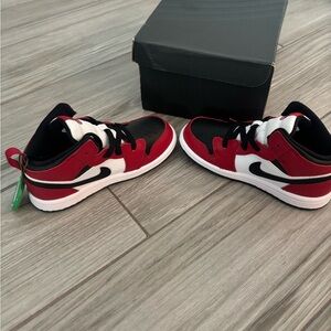 Nike Jordan AirForce 1’s - Kids Red and Black Sneakers